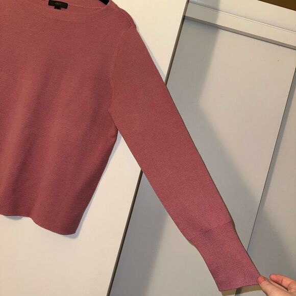 J. Crew Medium Pink Round Neck Merino Wool Blend Womens Sweater EUC - Picture 4 of 12